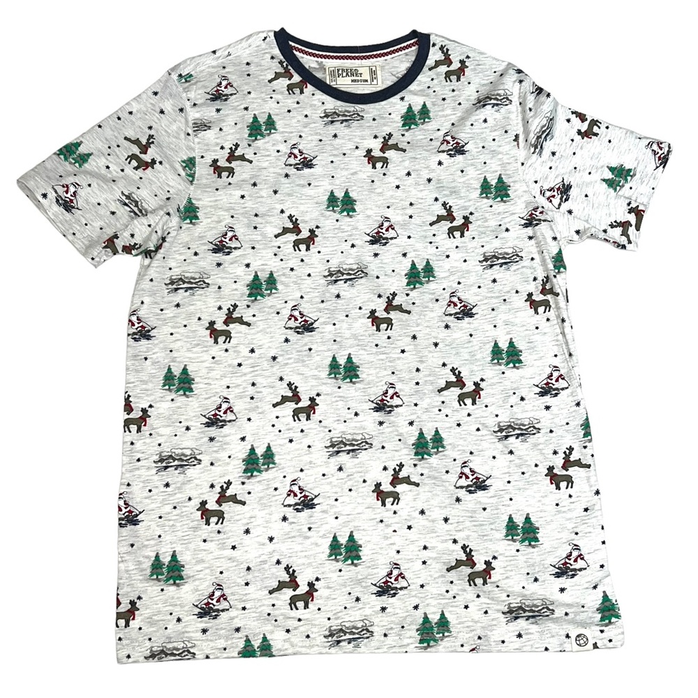 Free Planet Men’s T-Shirt Christmas Print All Over Santa Short Sleeve